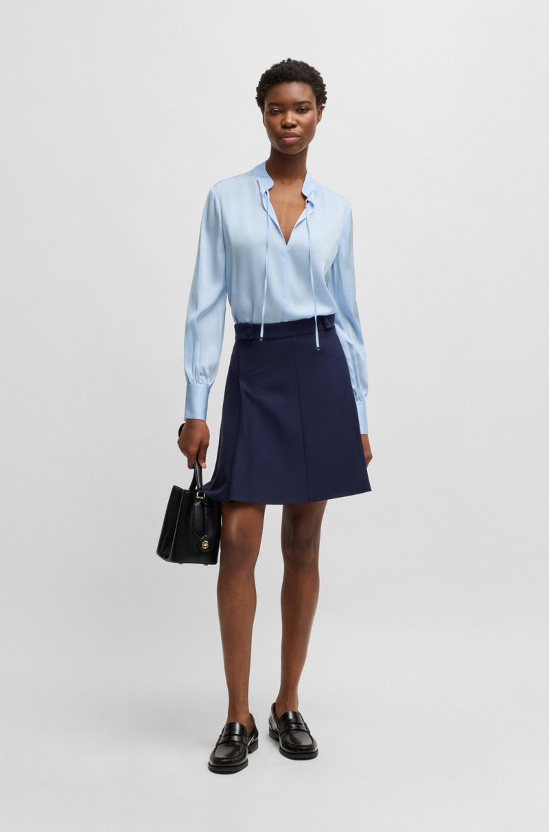 Hugo Boss Blusa relaxed fit en seda elástica con cuello ojo de cerradura Rebajas baratas