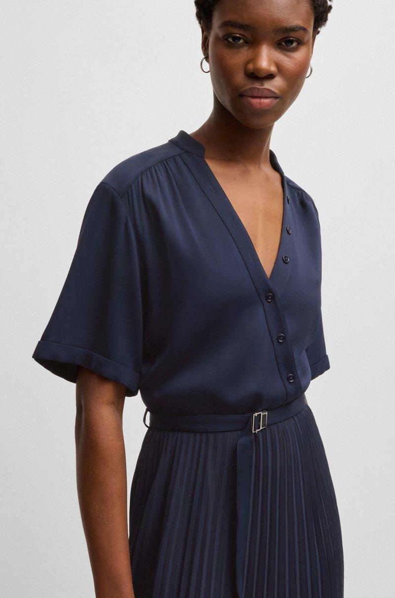 Hugo Boss Vestido con cinturón y falda plisada Ventas relámpago