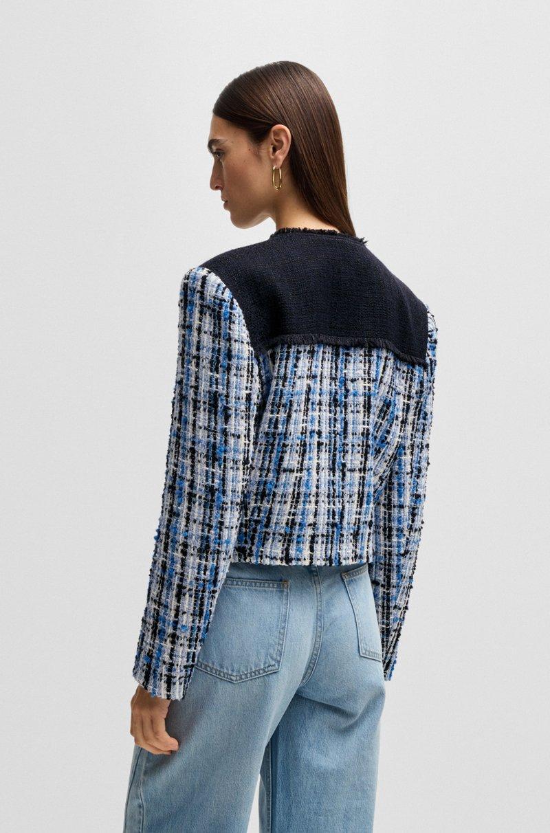 Hugo Boss Chaqueta de tweed con paneles en contraste y botones de nudo Liquidación