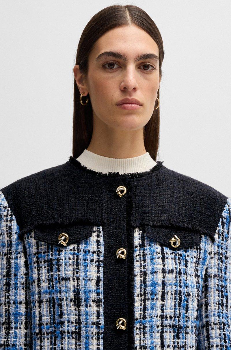 Hugo Boss Chaqueta de tweed con paneles en contraste y botones de nudo Liquidación