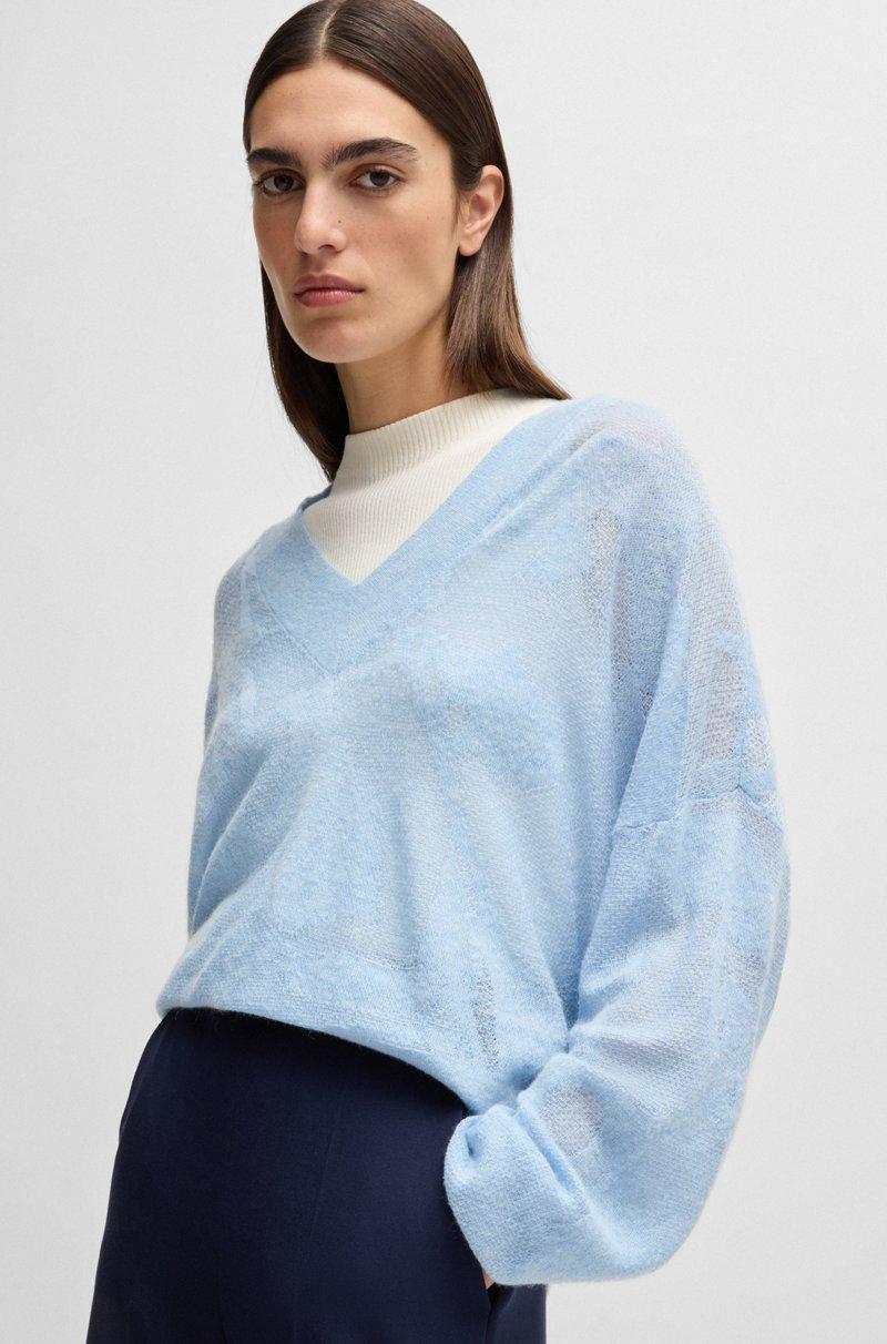 Hugo Boss Jersey de jacquard de punto con motivo floral y cuello en pico Mejor oferta