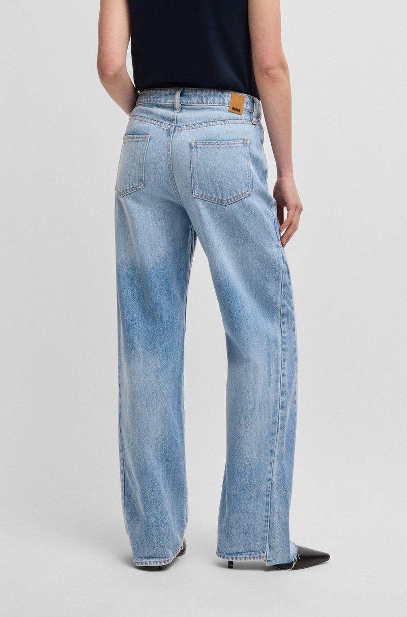 Hugo Boss Vaqueros de denim azul con pernera ancha y dobladillo escalonado Rebajas online
