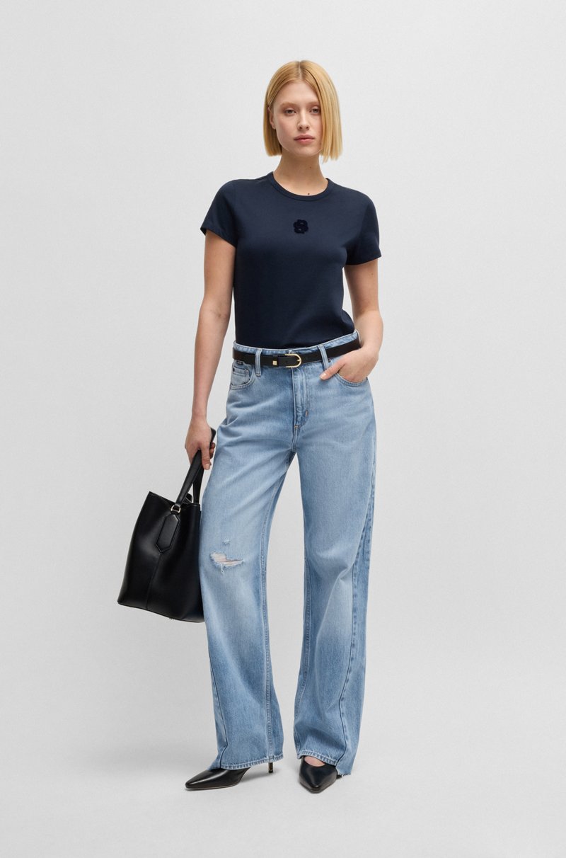 Hugo Boss Vaqueros de denim azul con pernera ancha y dobladillo escalonado Rebajas online