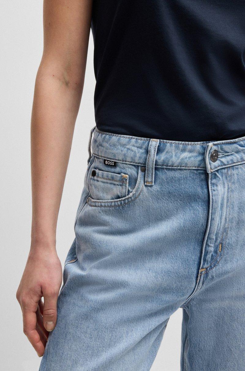 Hugo Boss Vaqueros de denim azul con pernera ancha y dobladillo escalonado Rebajas online