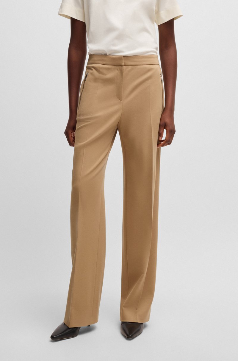 Hugo Boss Pantalones regular fit de tejido elástico con bolsillos con cremallera