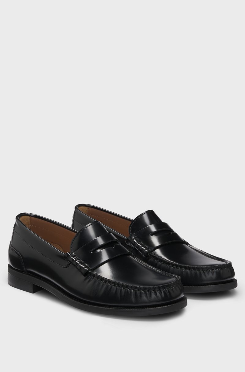 Hugo Boss Mocasines de piel cepillada con ribete de antifaz