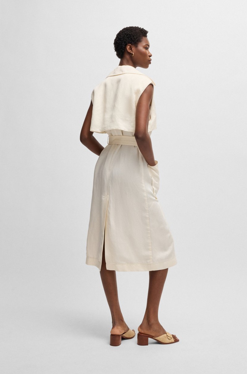 Hugo Boss Vestido estilo gabardina sin mangas con cierre cruzado COMPRAR AHORA