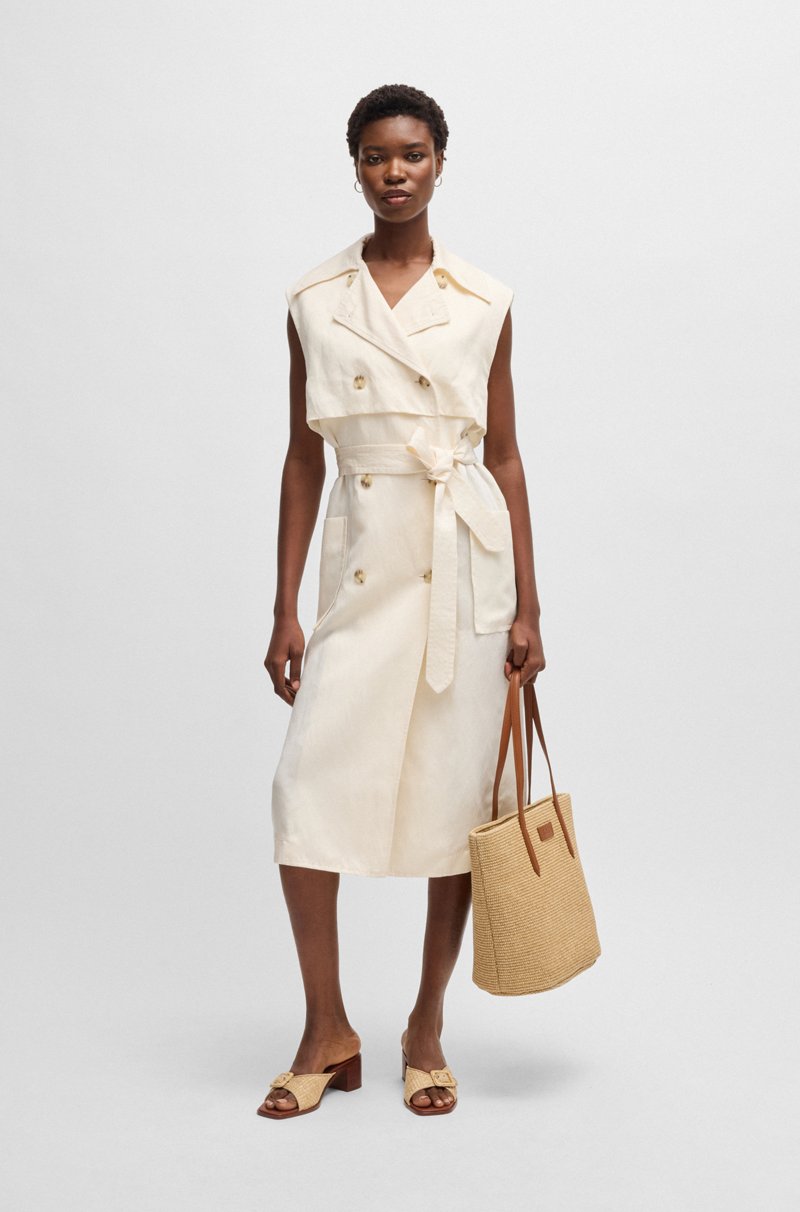 Hugo Boss Vestido estilo gabardina sin mangas con cierre cruzado COMPRAR AHORA