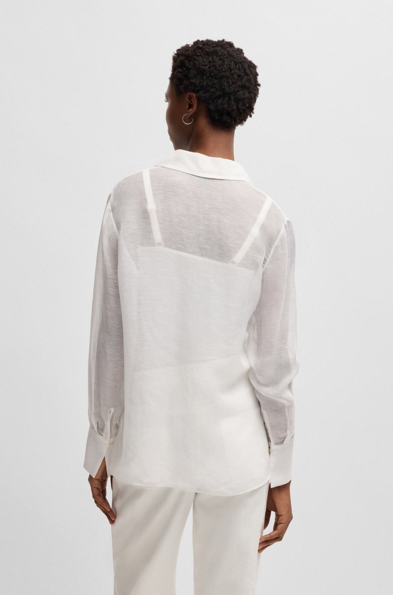 Hugo Boss Blusa de ramio con escote en pico y detalle en el cuello Últimos 2 días