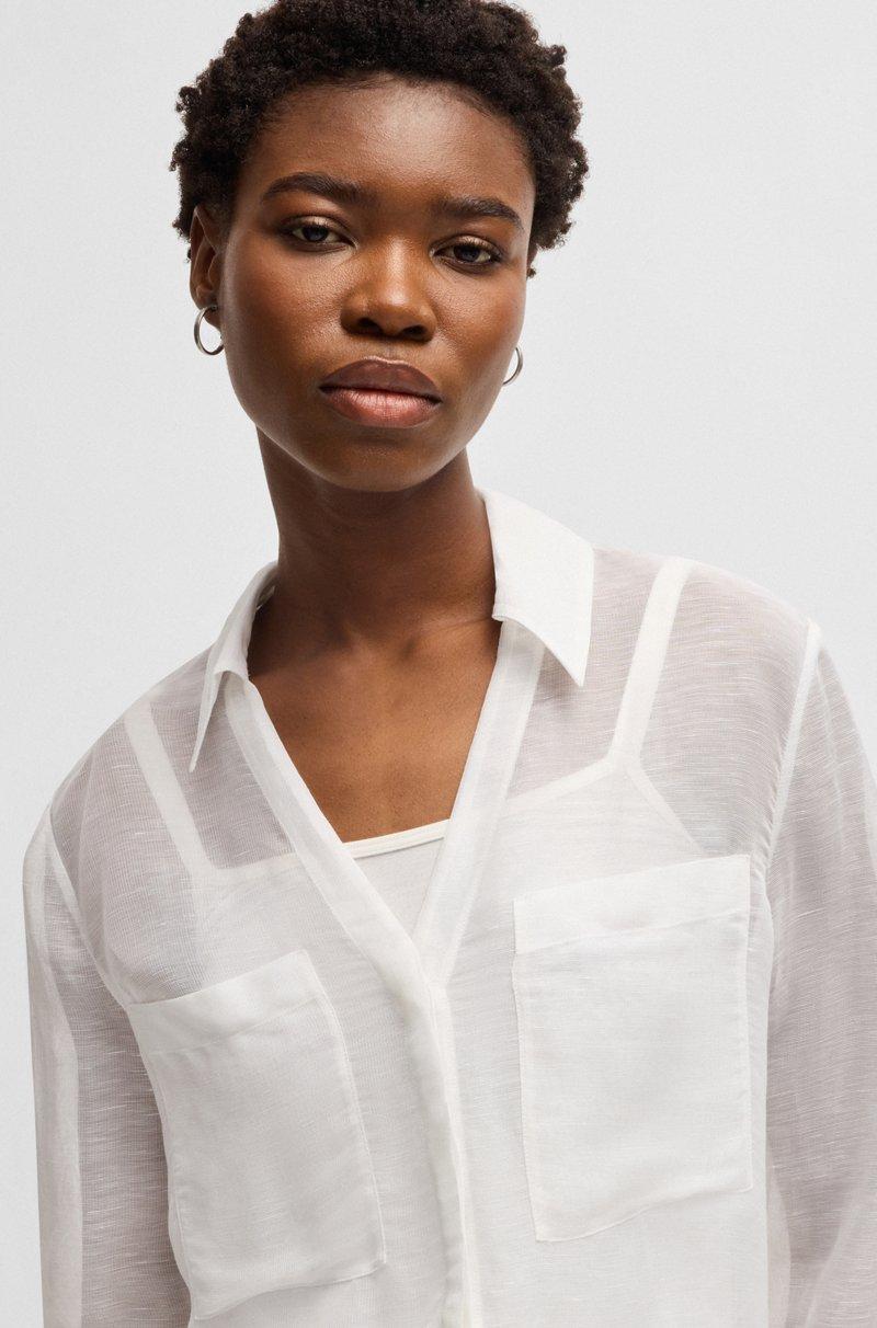 Hugo Boss Blusa de ramio con escote en pico y detalle en el cuello Últimos 2 días