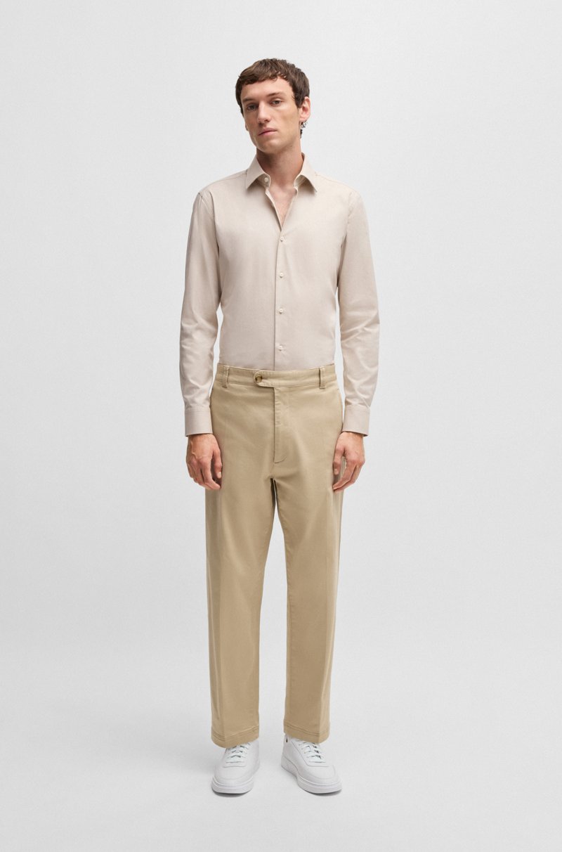 Hugo Boss Camisa slim fit en sarga de algodón elástico de planchado fácil Promoción trimestral