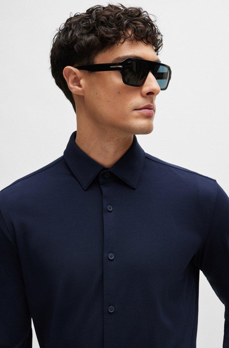 Hugo Boss Camisa slim fit de punto en mezcla de algodón elástico técnico Superdescuento