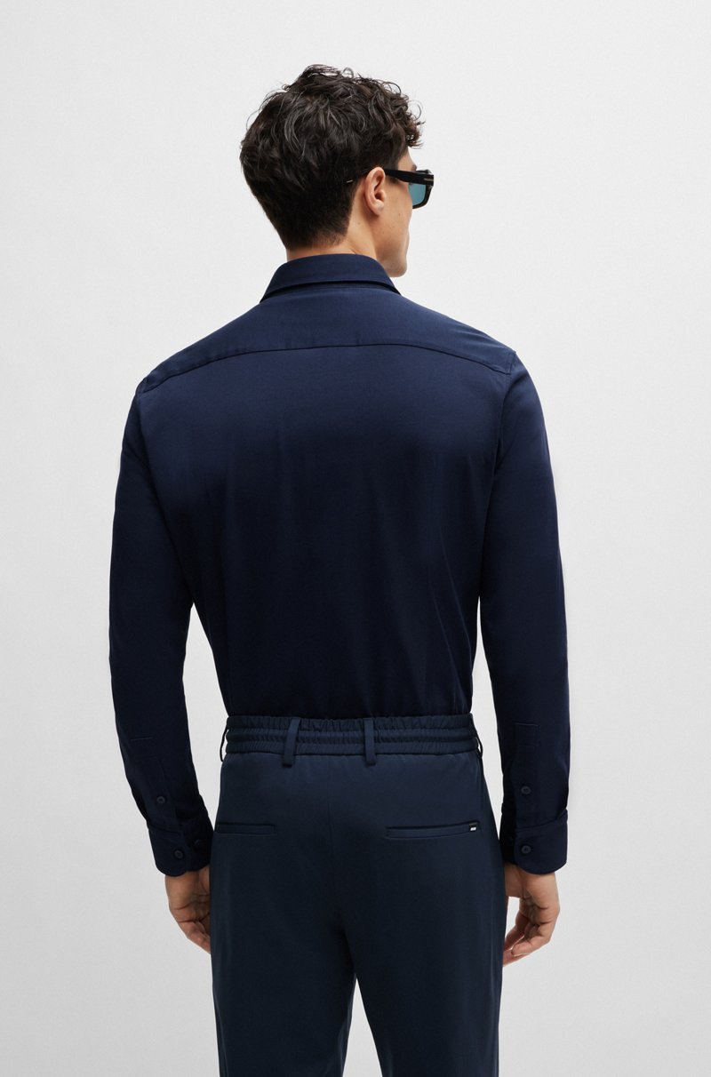 Hugo Boss Camisa slim fit de punto en mezcla de algodón elástico técnico Superdescuento