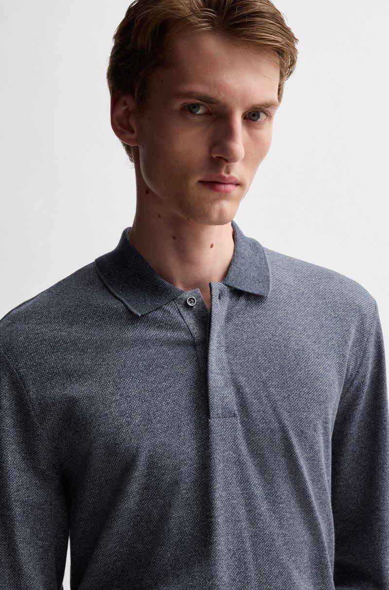 Hugo Boss Polo de punto de manga larga en mouliné de algodón y seda Envío internacional gratuito