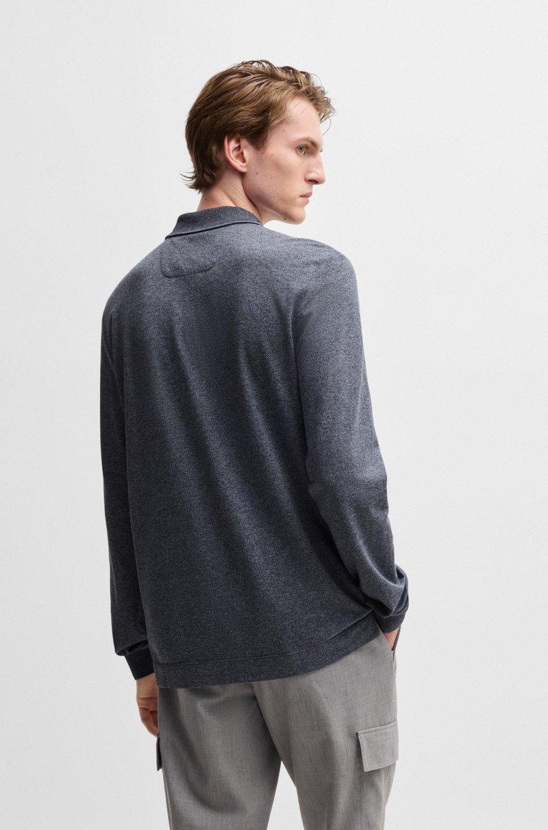 Hugo Boss Polo de punto de manga larga en mouliné de algodón y seda Envío internacional gratuito
