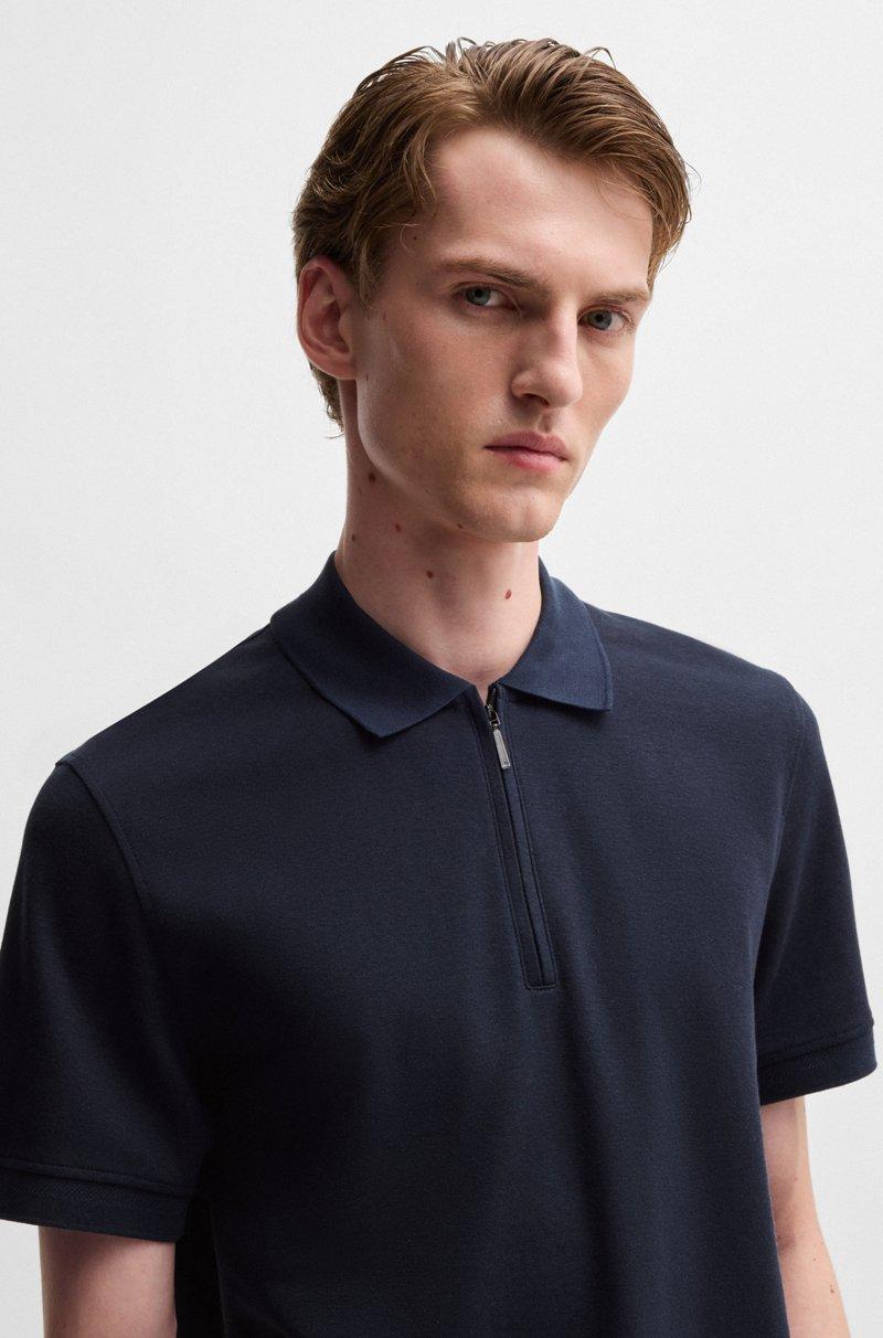Hugo Boss Polo de algodón y cashmere con cremallera en el cuello Tienda de fábrica