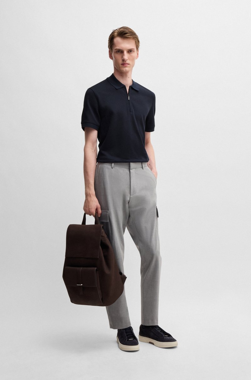 Hugo Boss Polo de algodón y cashmere con cremallera en el cuello Tienda de fábrica