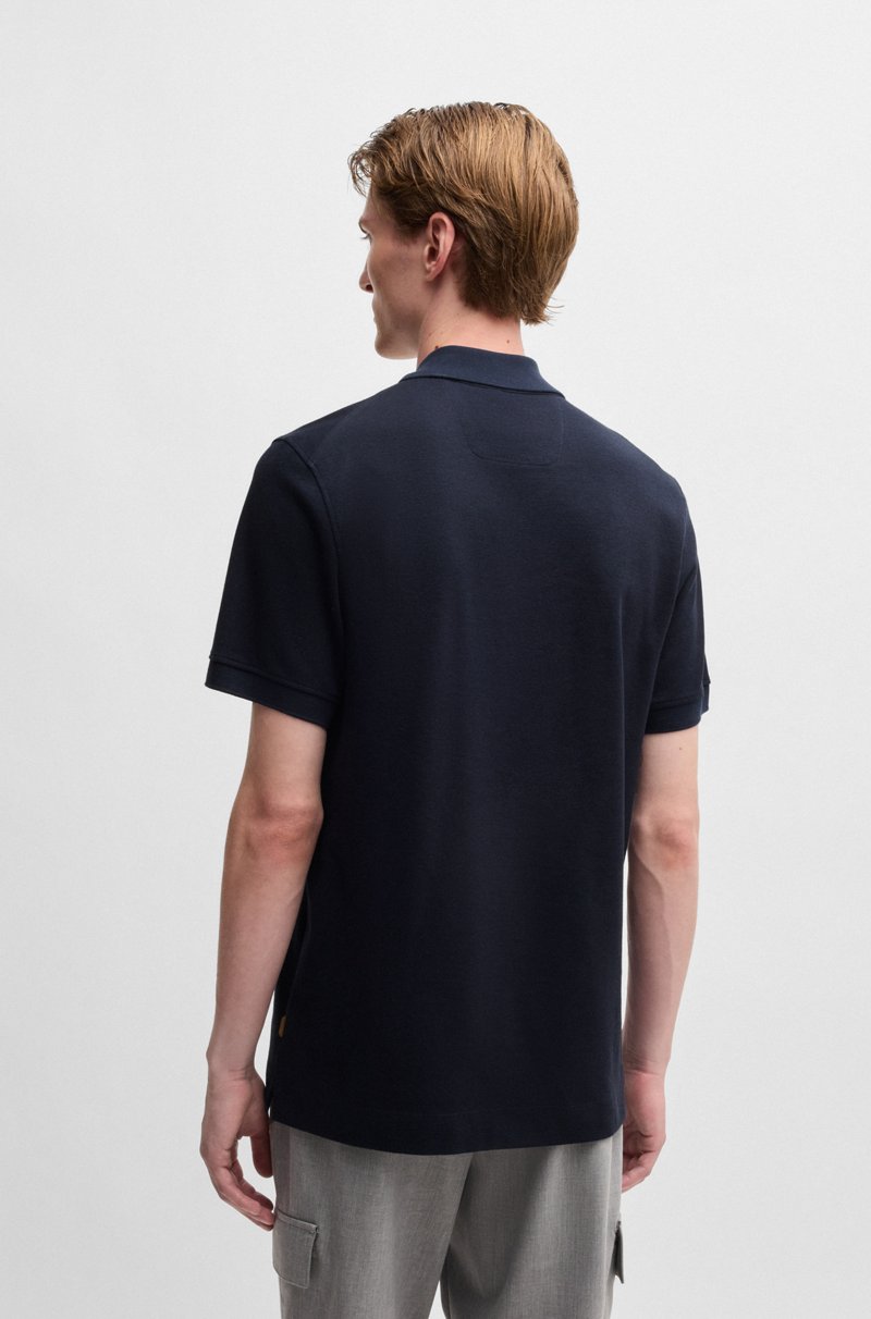 Hugo Boss Polo de algodón y cashmere con cremallera en el cuello Tienda de fábrica