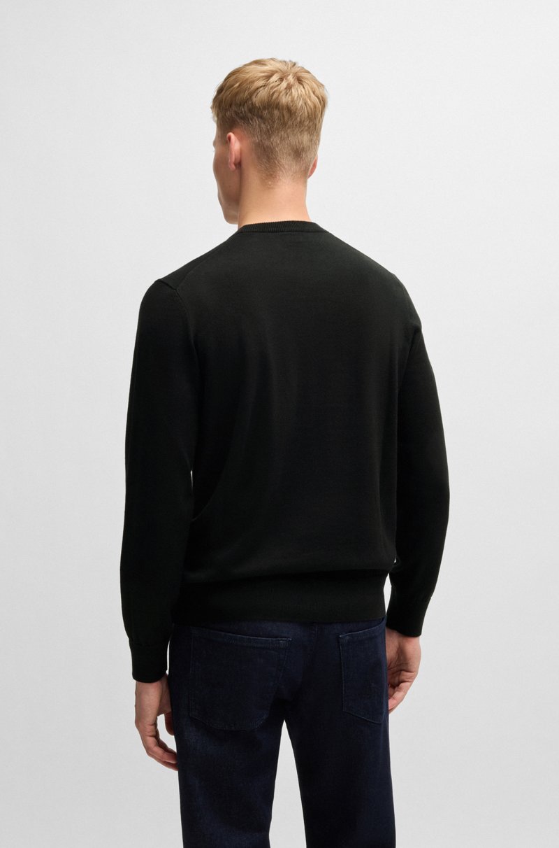 Hugo Boss Jersey regular fit de algodón y cashmere con parche de logo Ahorra y exporta