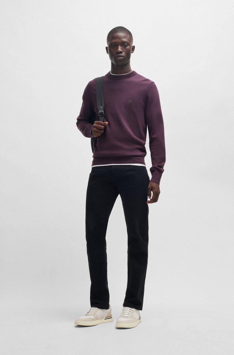 Hugo Boss Jersey regular fit de algodón y cashmere con parche de logo Descuentos del mes