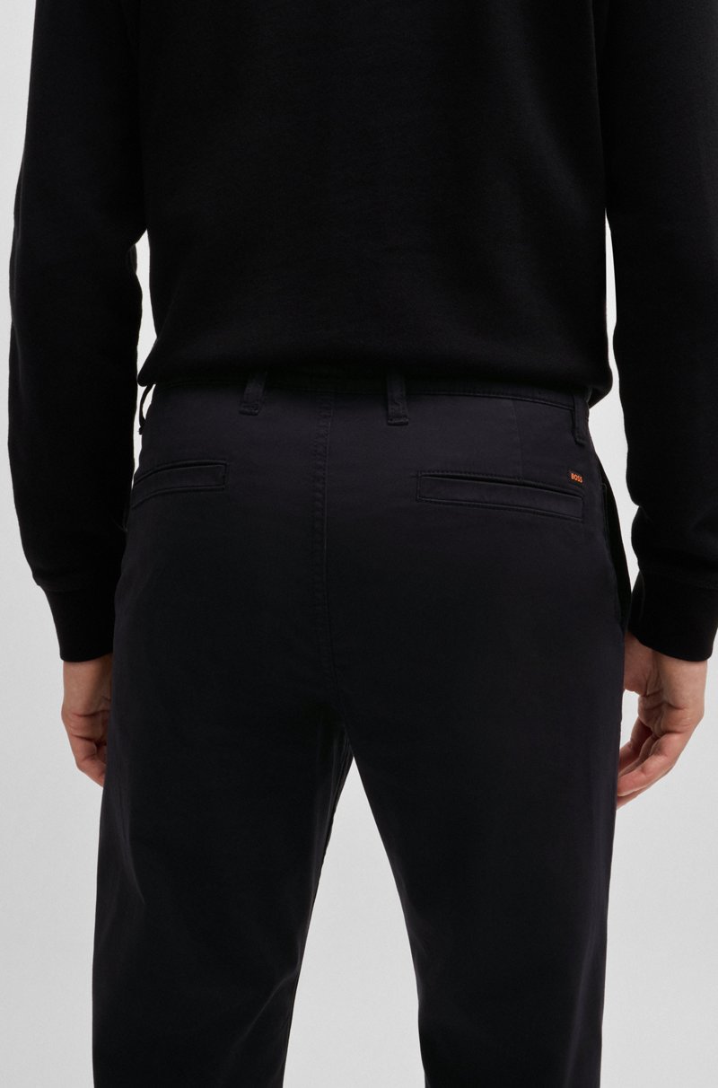 Hugo Boss Chinos tapered fit de raso de algodón elástico Oferta exclusiva