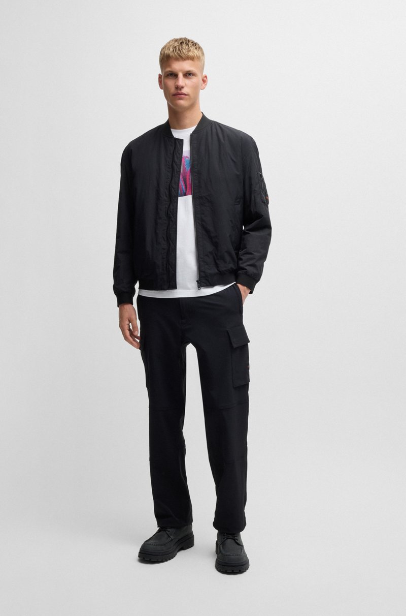 Hugo Boss Camiseta de punto de algodón con gráficos inspirados en los viajes por carretera Última moda