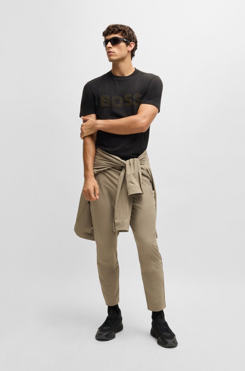 Hugo Boss Camiseta de algodón elástico con logo grande Ofertas especiales