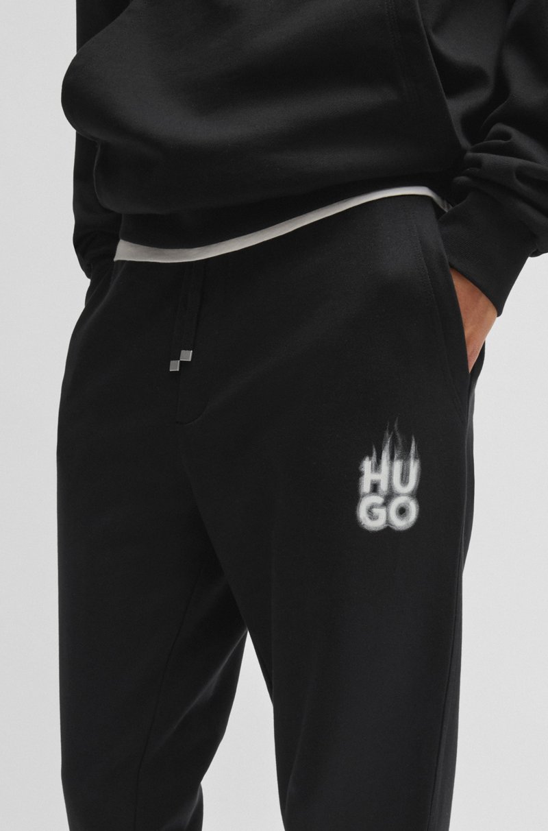 Hugo Boss Pantalones de chándal en felpa de algodón con logo ahumado Precio ultrabajo