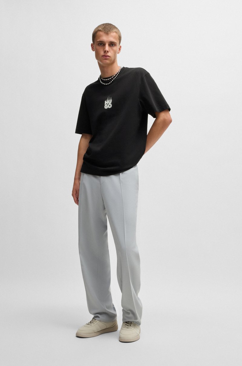 Hugo Boss Camiseta de punto de algodón con estampados de logos apilados ahumados Devoluciones gratuitas