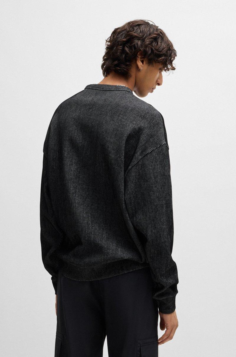 Hugo Boss Sudadera de algodón en canalé con estampado de logo apilado ahumado 2025