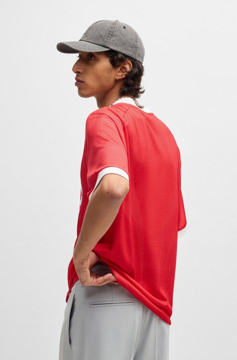 Hugo Boss Camiseta relaxed fit de malla estilo fútbol americano con estampado de temporada En línea