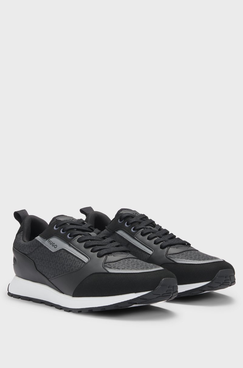 Hugo Boss Deportivas de diferentes materiales con cordones y monogramas en el empeine