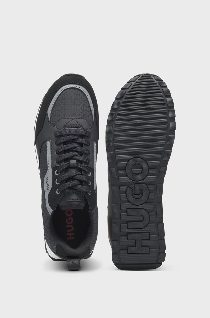 Hugo Boss Deportivas de diferentes materiales con cordones y monogramas en el empeine En oferta