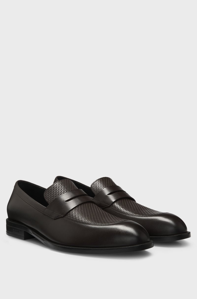 Hugo Boss Mocasines americanos en piel lisa y estampada