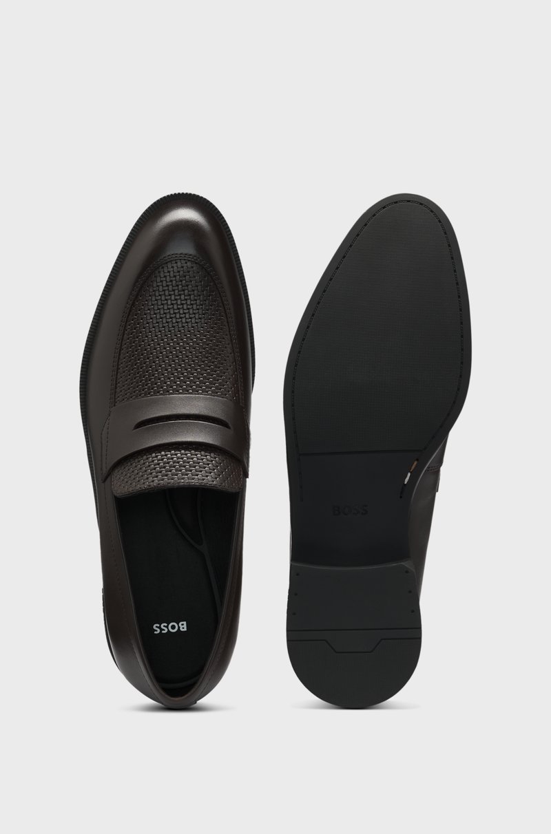 Hugo Boss Mocasines americanos en piel lisa y estampada Promoción trimestral