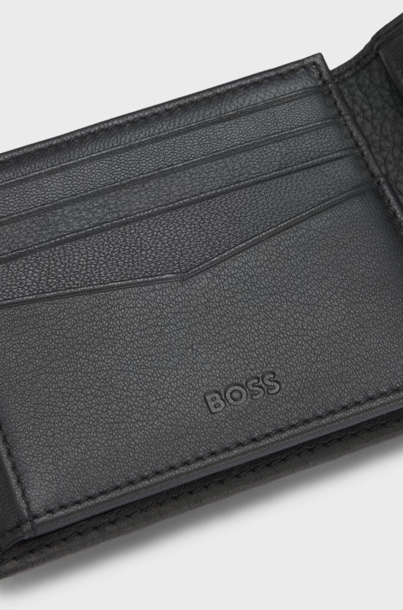 Hugo Boss Cartera de dos pliegues en piel granulada con letras de logo Liquidación