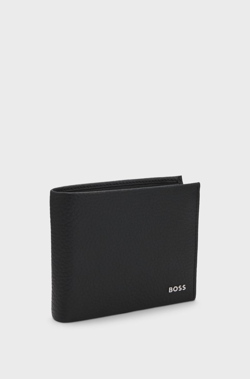 Hugo Boss Cartera de dos pliegues en piel granulada con letras de logo Liquidación