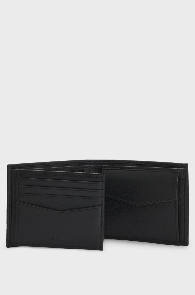 Hugo Boss Cartera de dos pliegues en piel granulada con letras de logo Liquidación