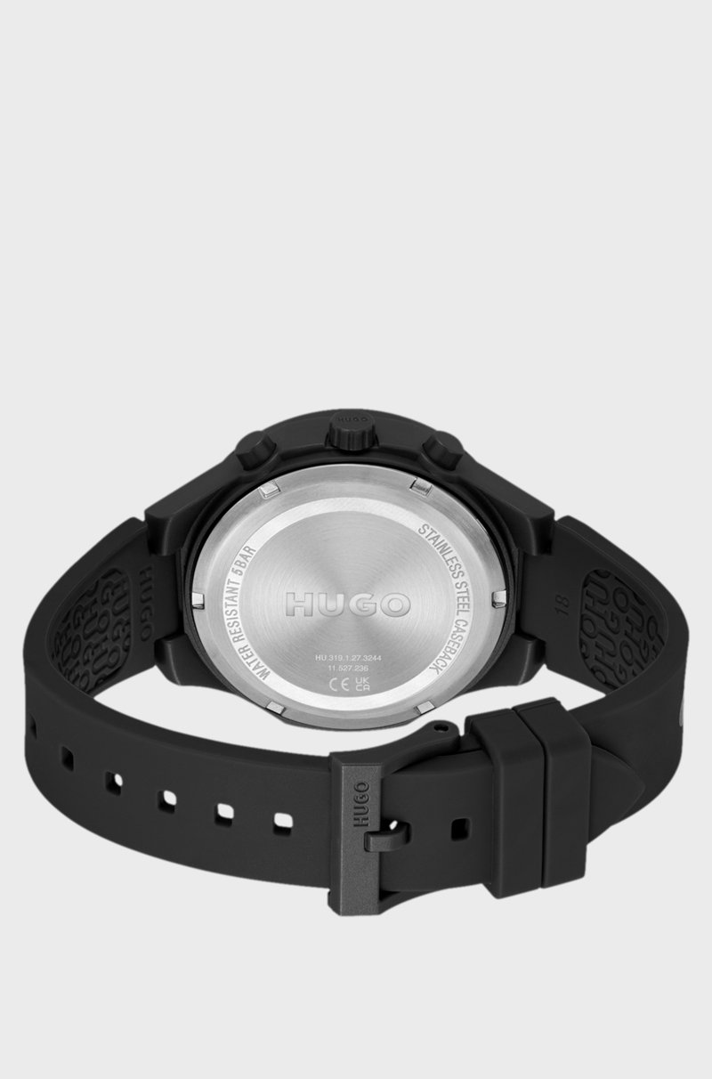 Hugo Boss Reloj negro con correa de silicona con logo Envío internacional gratuito