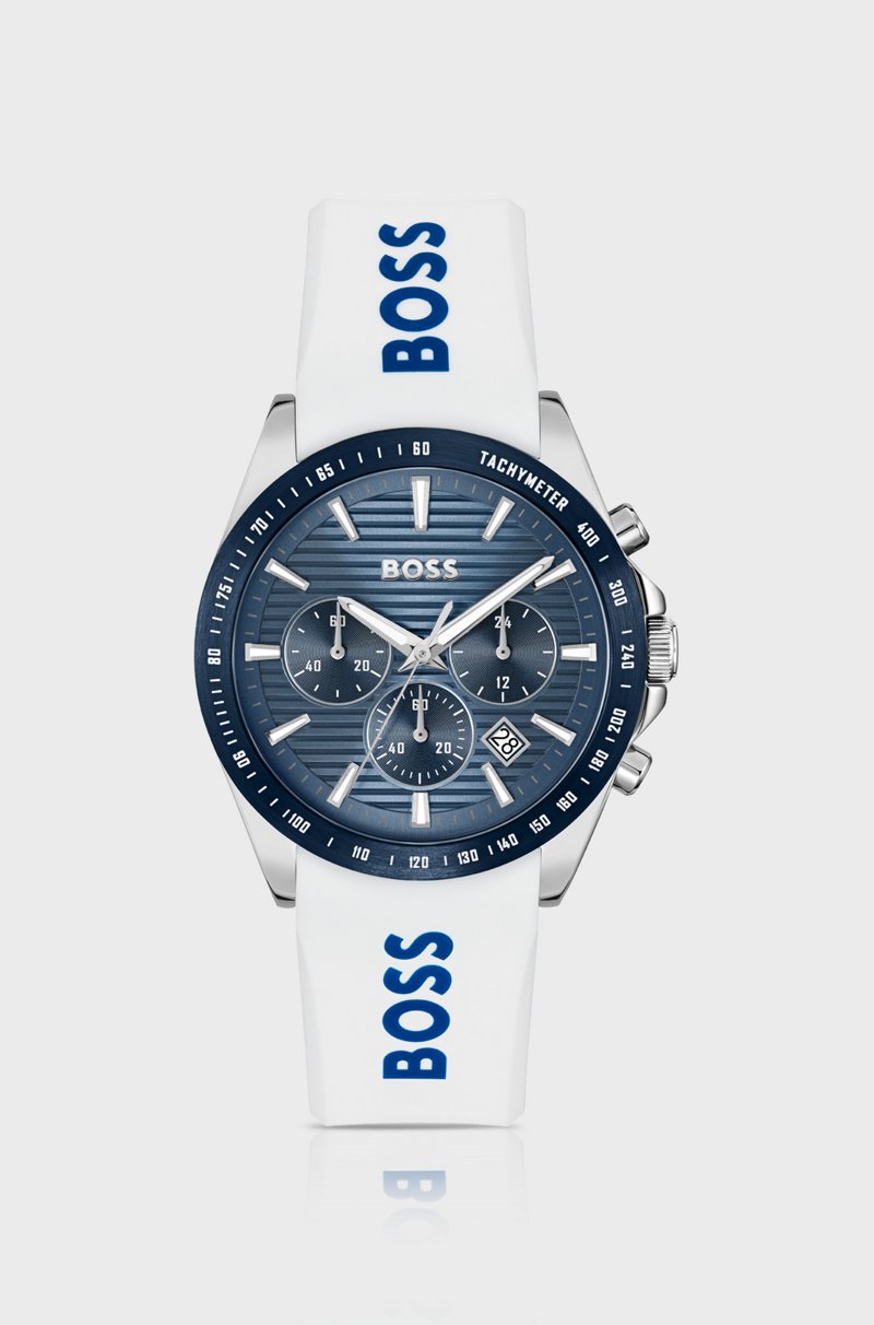 Hugo Boss Cronógrafo con esfera ranurada y correa de silicona con logo
