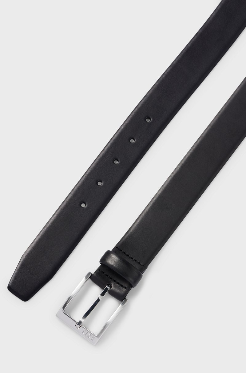 Hugo Boss Cinturón de piel italiana con hebilla plateada Libre de impuestos