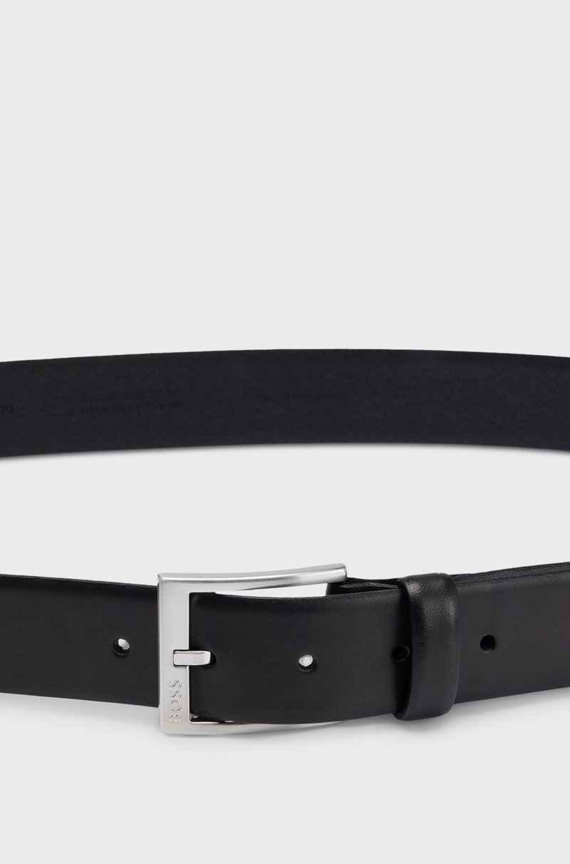 Hugo Boss Cinturón de piel italiana con hebilla plateada Libre de impuestos