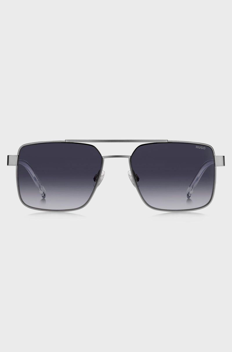 Hugo Boss Gafas de sol de doble puente con montura metálica gris Precio ultrabajo