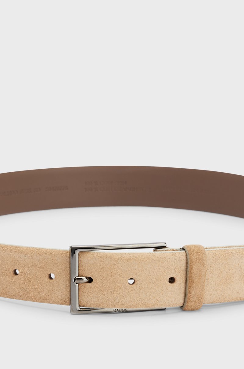 Hugo Boss Cinturón de ante con hebilla de metal pesado y logo 2025
