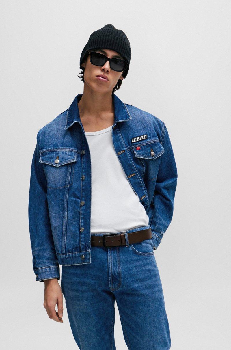 Hugo Boss Cinturón de piel italiana con logo estampado en la trabilla Outlet online