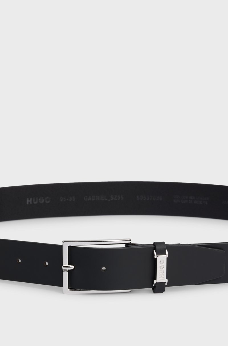 Hugo Boss Cinturón de piel de bisonte con logo en la trabilla y herrajes pulidos Rebajas