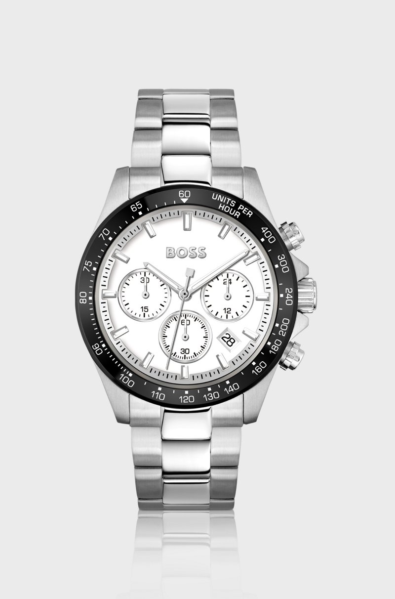 Hugo Boss Cronógrafo con esfera blanca y pulsera de eslabones