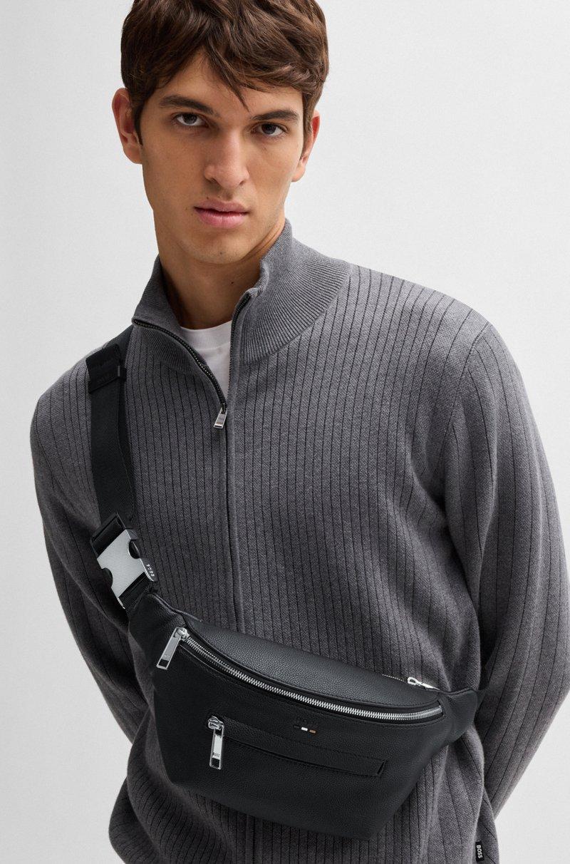 Hugo Boss Riñonera de piel sintética granulada con logotipo grabado En oferta