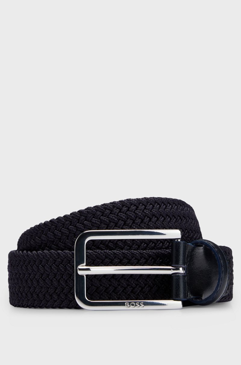 Hugo Boss Cinturón tejido con detalles en piel Gran oferta
