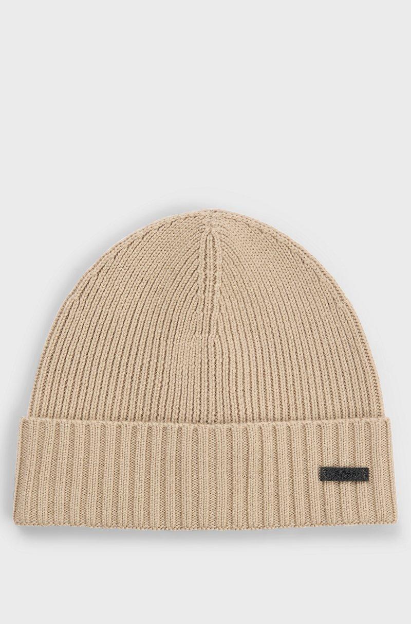 Hugo Boss Gorro de punto de canalé en lana merina